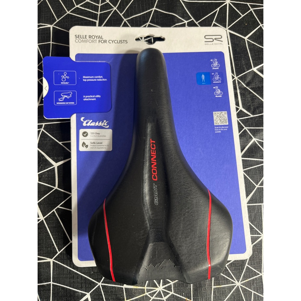 Selle Royal Giant Connect Classic Bike Saddle Black Red Moderate Men New